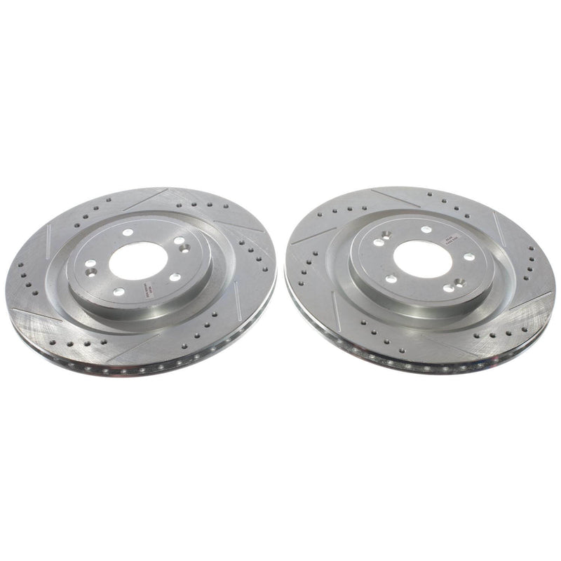 Power Stop JBR1928XPR Evolution Performance Vented 1-Piece Drilled And Slotted Rear Brake Rotors for 2022 Hyundai Santa Fe Hybrid Blue, Hybrid Limited, Hybrid SEL Premium product image