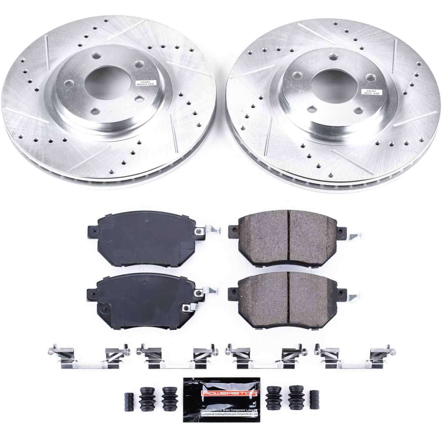 Power Stop K091 - Z23 Evolution Sport Performance 1-Click Brake Kit With Hardware (Front)