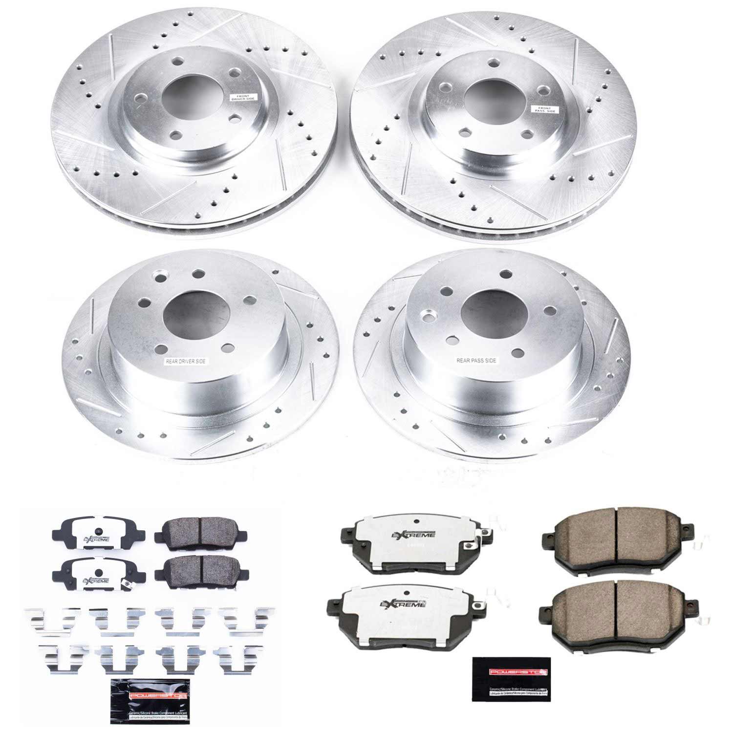 Power Stop K092-26 Z26 Extreme Street Warrior 1-Click Brake Kit (Front And Rear) for 2004-2006 Nissan Altima SE-R product image