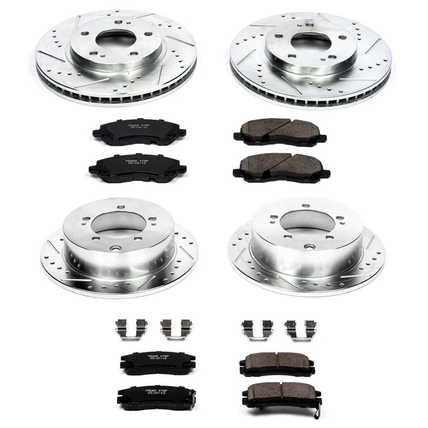 Power Stop K092 - Z23 Evolution Sport Performance 1-Click Brake Kit With Hardware (Front And Rear)