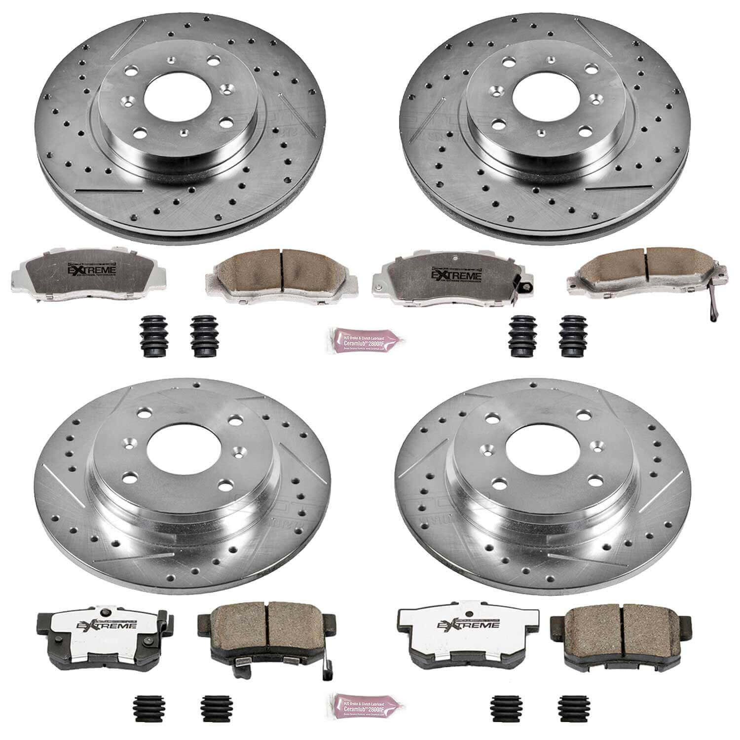 Power Stop K1038-26 Z26 Extreme Street Warrior 1-Click Brake Kit (Front And Rear) for 1993-1996 Honda Prelude Vtec product image