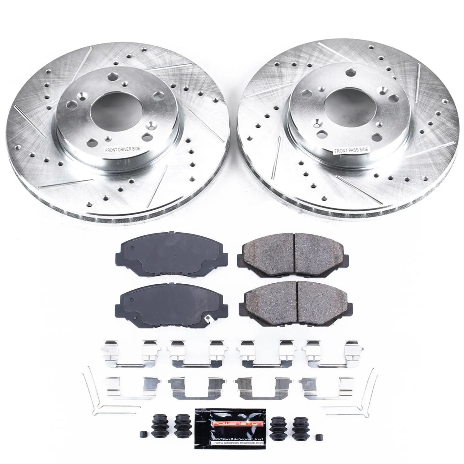 Power Stop K1043 - Z23 Evolution Sport Performance 1-Click Brake Kit With Hardware (Front)