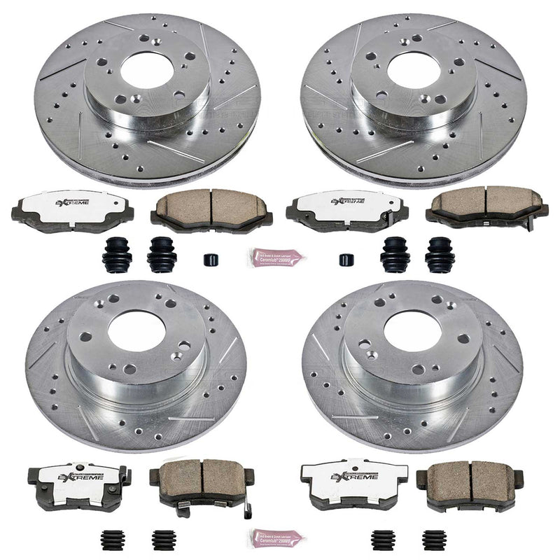 Power Stop K1047-26 Z26 Extreme Street Warrior 1-Click Brake Kit (Front And Rear) for 2003-2007 Honda Accord Coupe (2 Door) product image