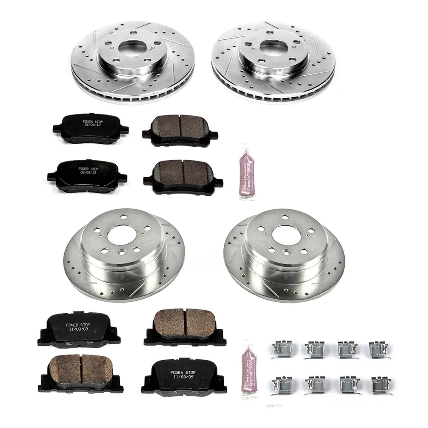Power Stop K1061 - Z23 Evolution Sport Performance 1-Click Brake Kit With Hardware (Front And Rear)