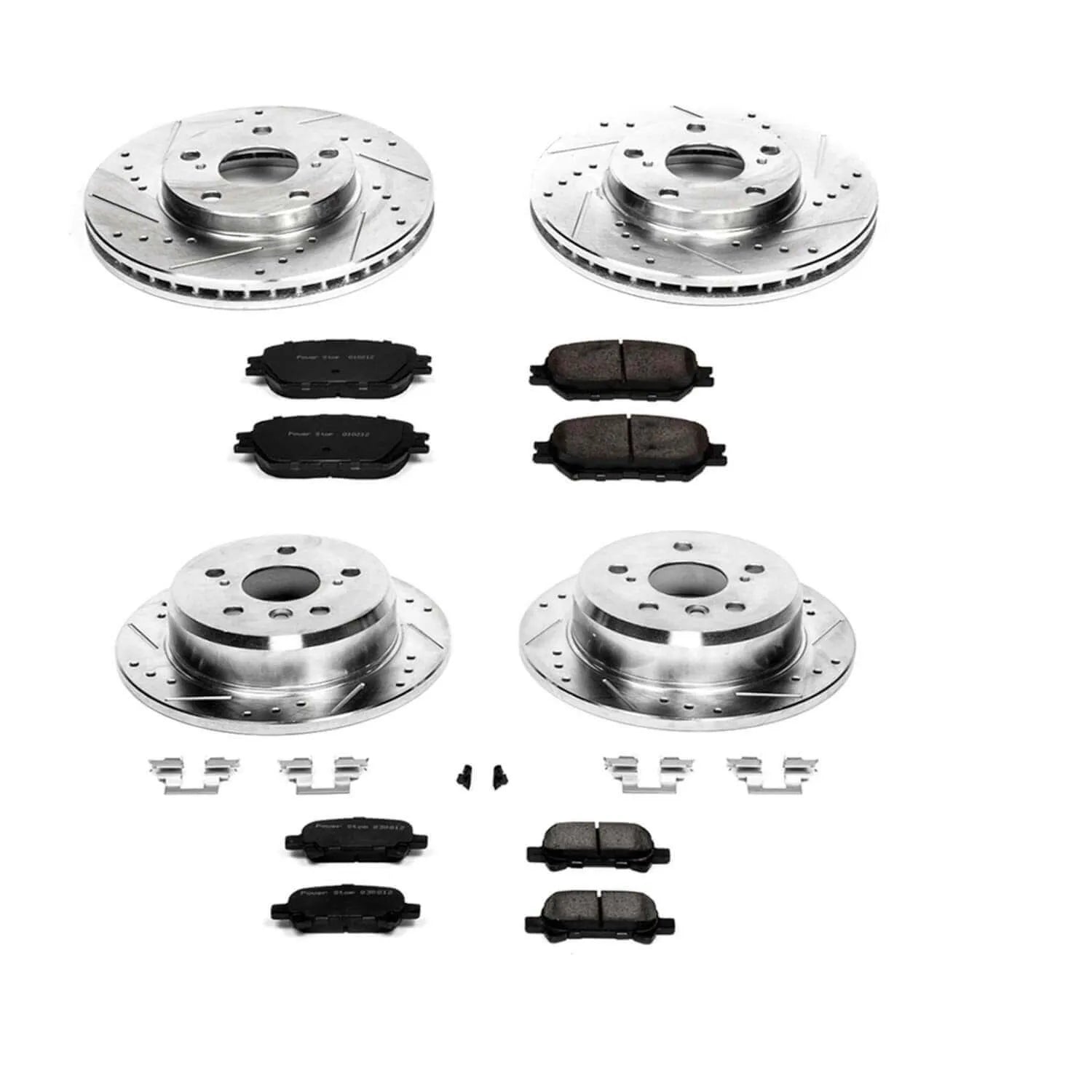 Power Stop K1065 - Z23 Evolution Sport Performance 1-Click Brake Kit With Hardware (Front And Rear)