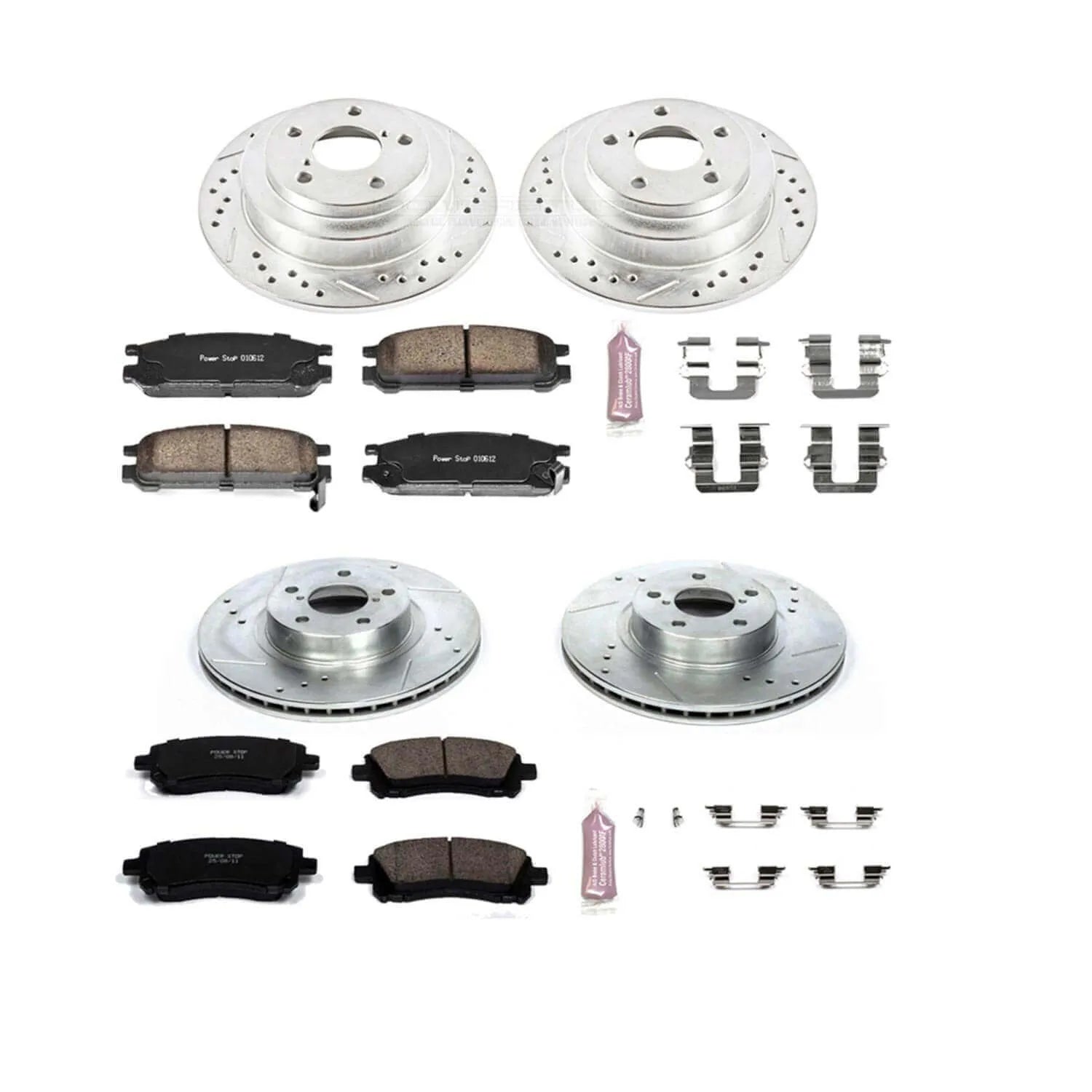 Power Stop K1121 - Z23 Evolution Sport Performance 1-Click Brake Kit With Hardware (Front And Rear)