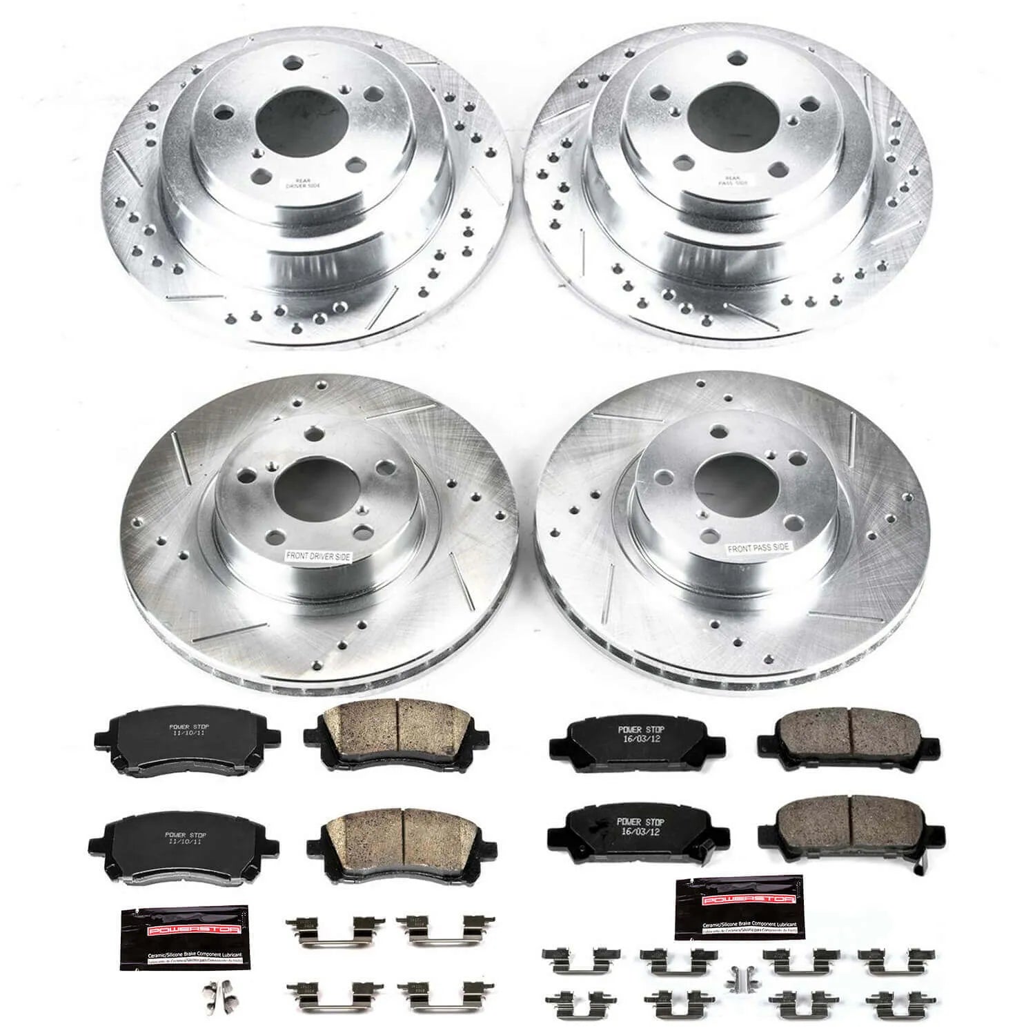 Power Stop K1122 - Z23 Evolution Sport Performance 1-Click Brake Kit With Hardware (Front And Rear)