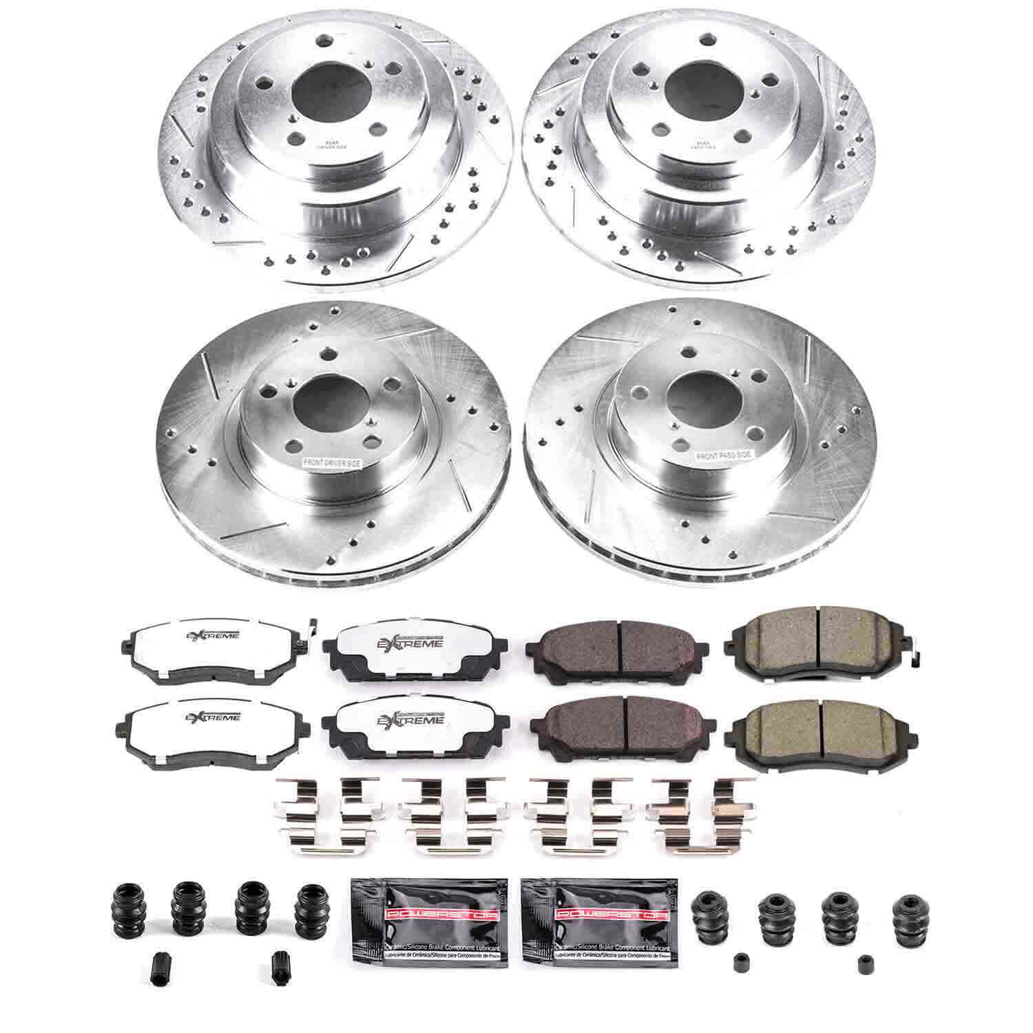 Power Stop K1127-26 Z26 Extreme Street Warrior 1-Click Brake Kit (Front And Rear) for 2003-2007 Saab 9-2X Linear product image