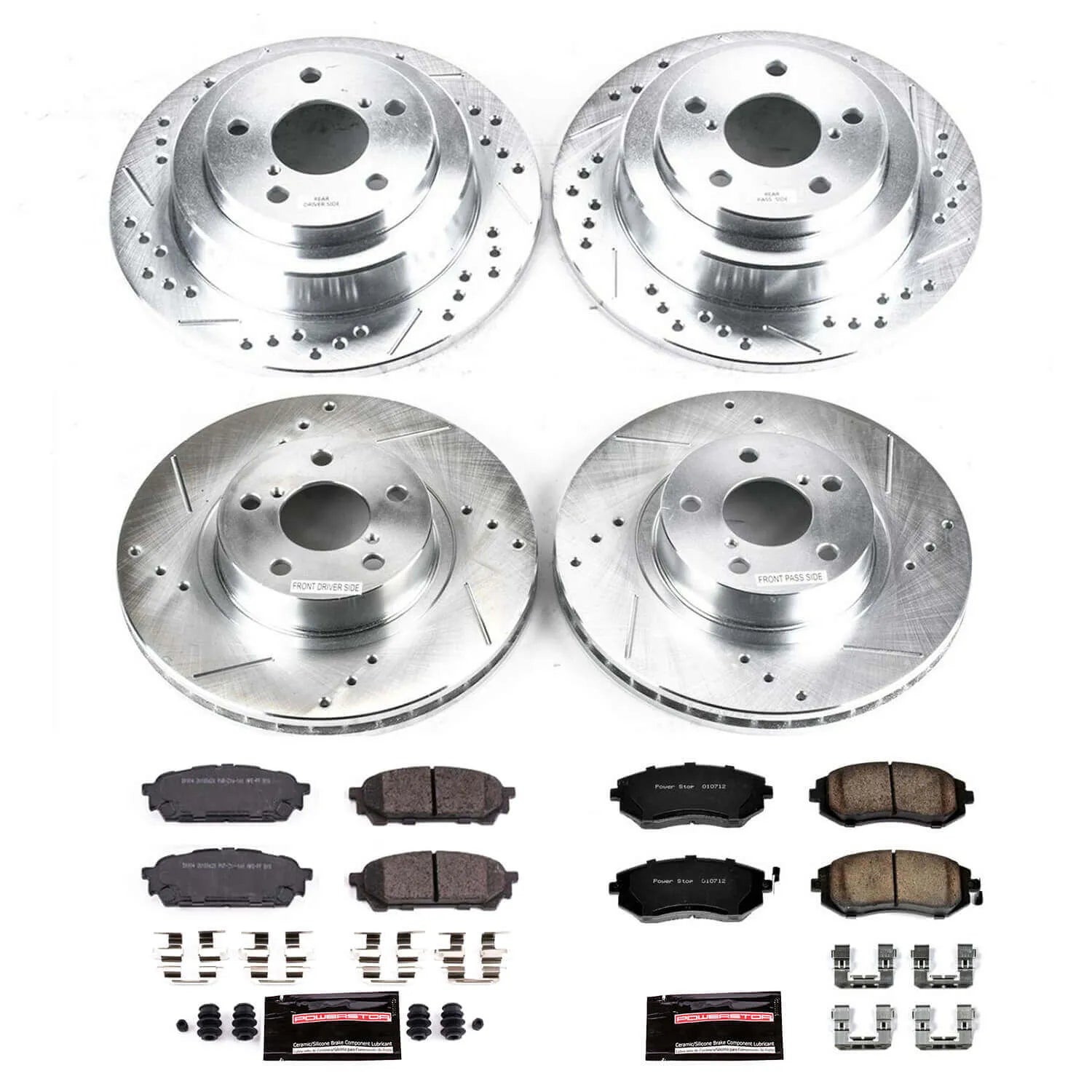 Power Stop K1127 - Z23 Evolution Sport Performance 1-Click Brake Kit With Hardware (Front And Rear)