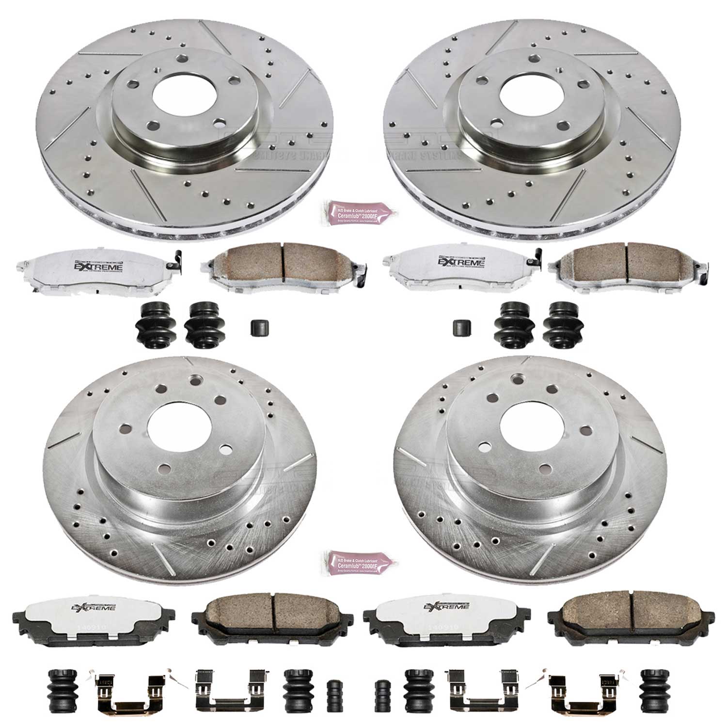 Power Stop K114-26 Z26 Extreme Street Warrior 1-Click Brake Kit - 319 mm Rotors (Front And Rear) for 2005-2013 INFINITI G25 product image