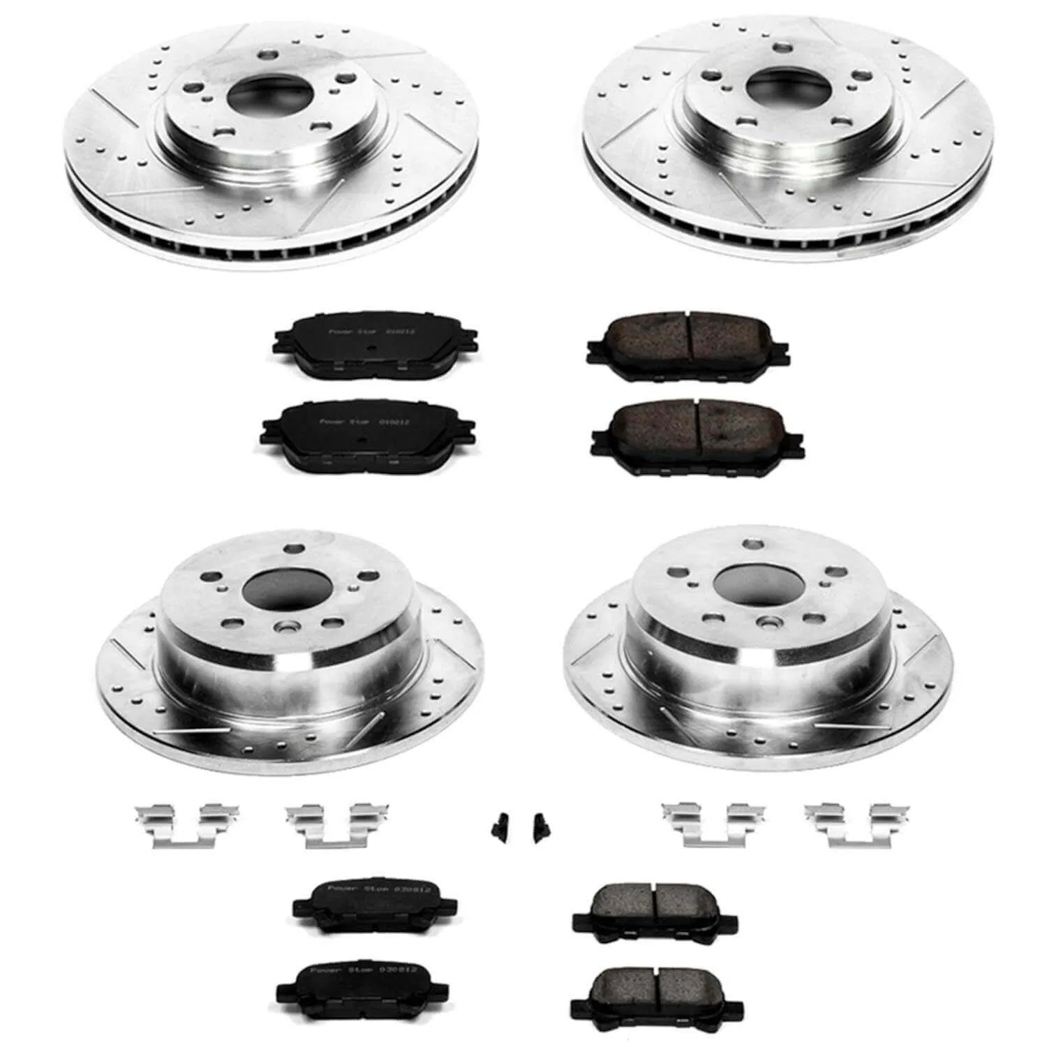 Power Stop K1144 - Z23 Evolution Sport Performance 1-Click Brake Kit With Hardware (Front And Rear)