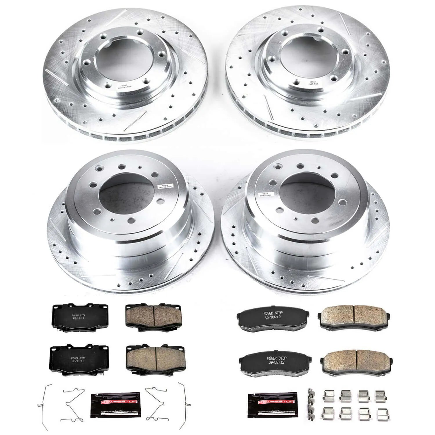 Power Stop K1155 - Z23 Evolution Sport Performance 1-Click Brake Kit With Hardware (Front And Rear)