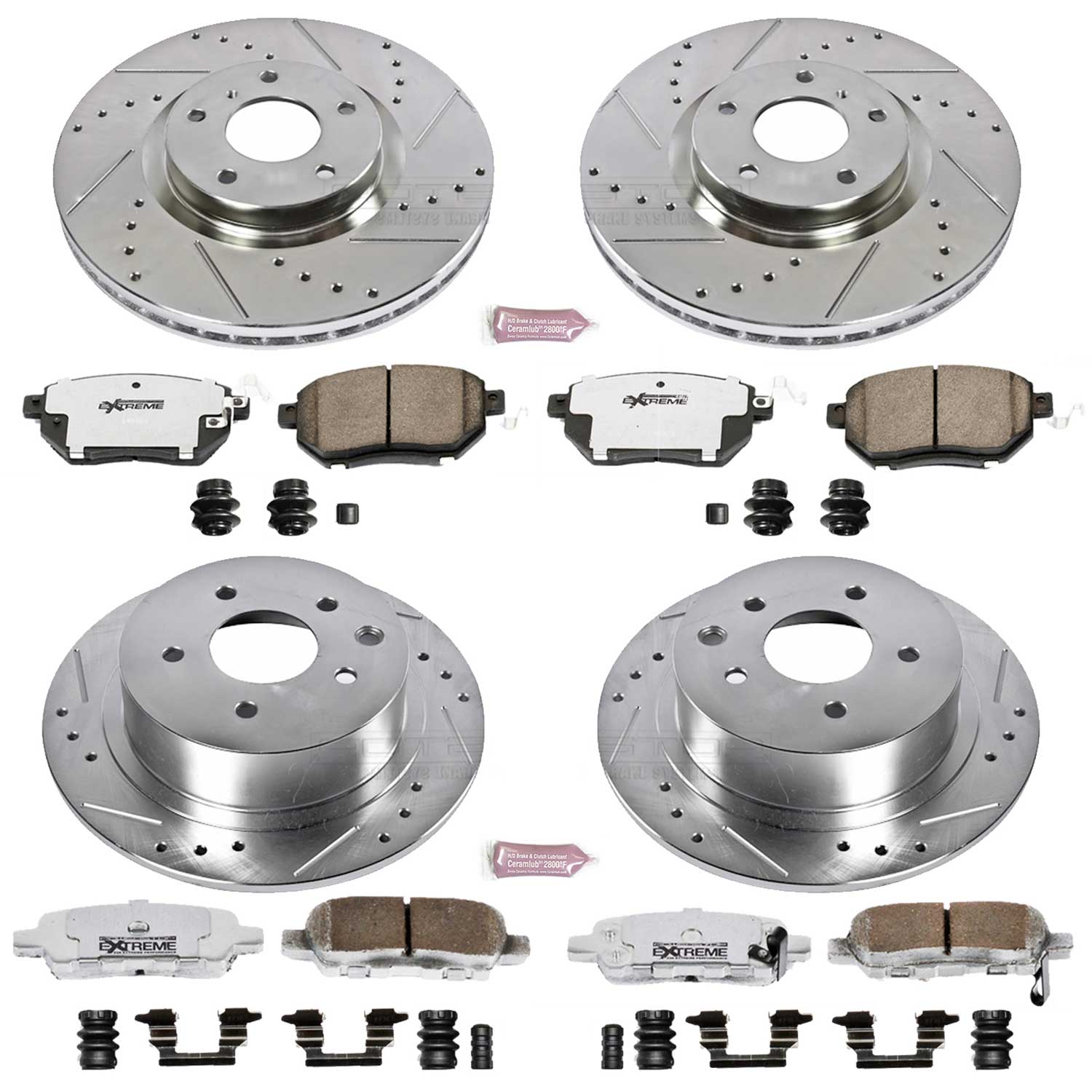Power Stop K117-26 Z26 Extreme Street Warrior 1-Click Brake Kit (Front And Rear) for 2007-2008 Nissan Maxima product image