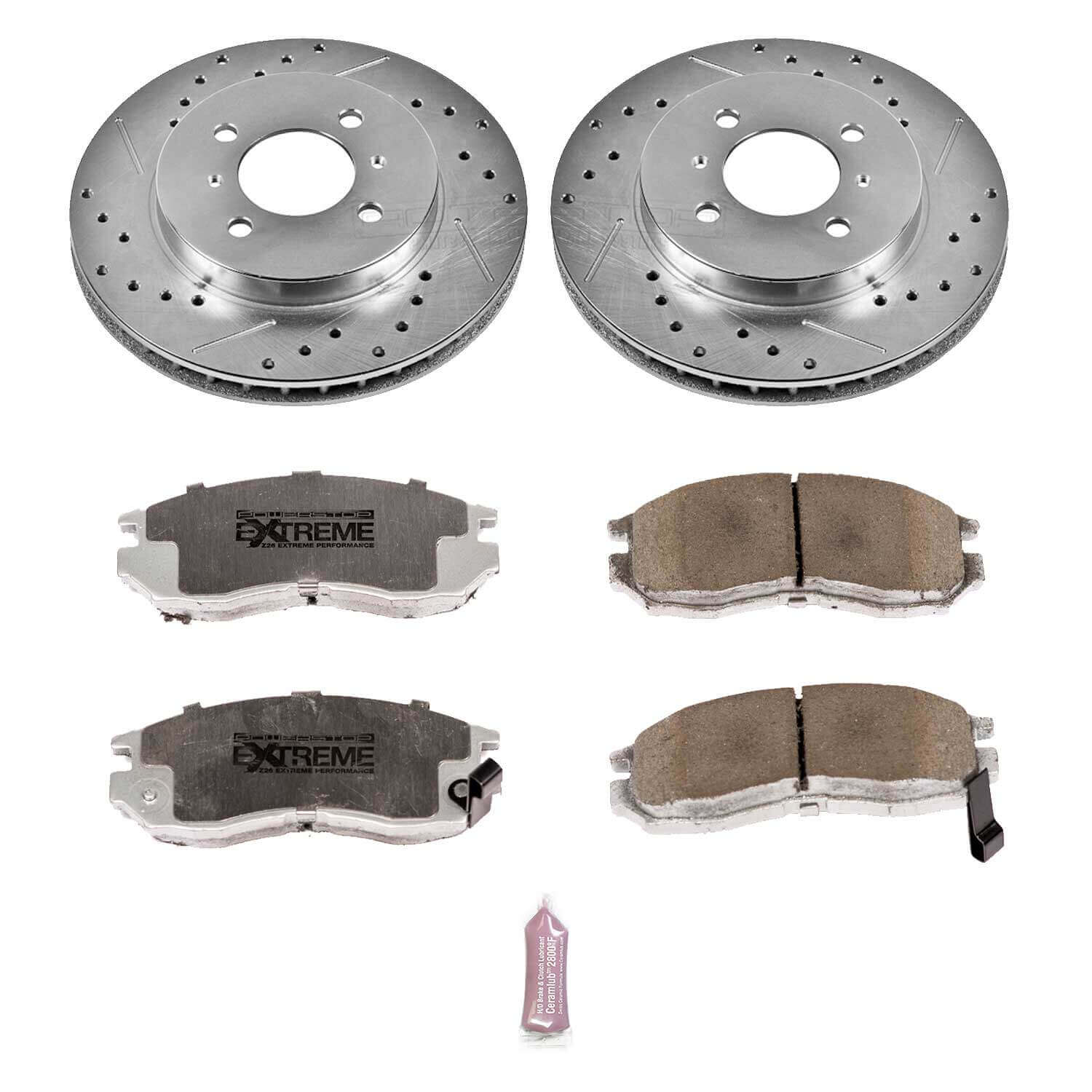Power Stop K1214-26 Z26 Extreme Street Warrior 1-Click Brake Kit (Front) for 1998-2002 Mitsubishi Mirage Sedan (4 Door) product image