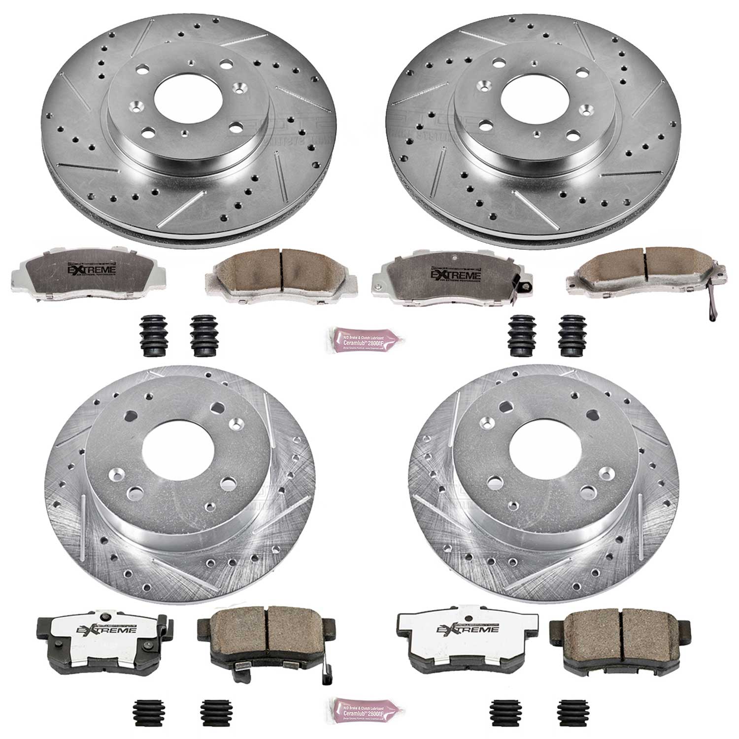 Power Stop K1238-26 Z26 Extreme Street Warrior 1-Click Brake Kit (Front And Rear) for 1998-1999 Acura Cl product image