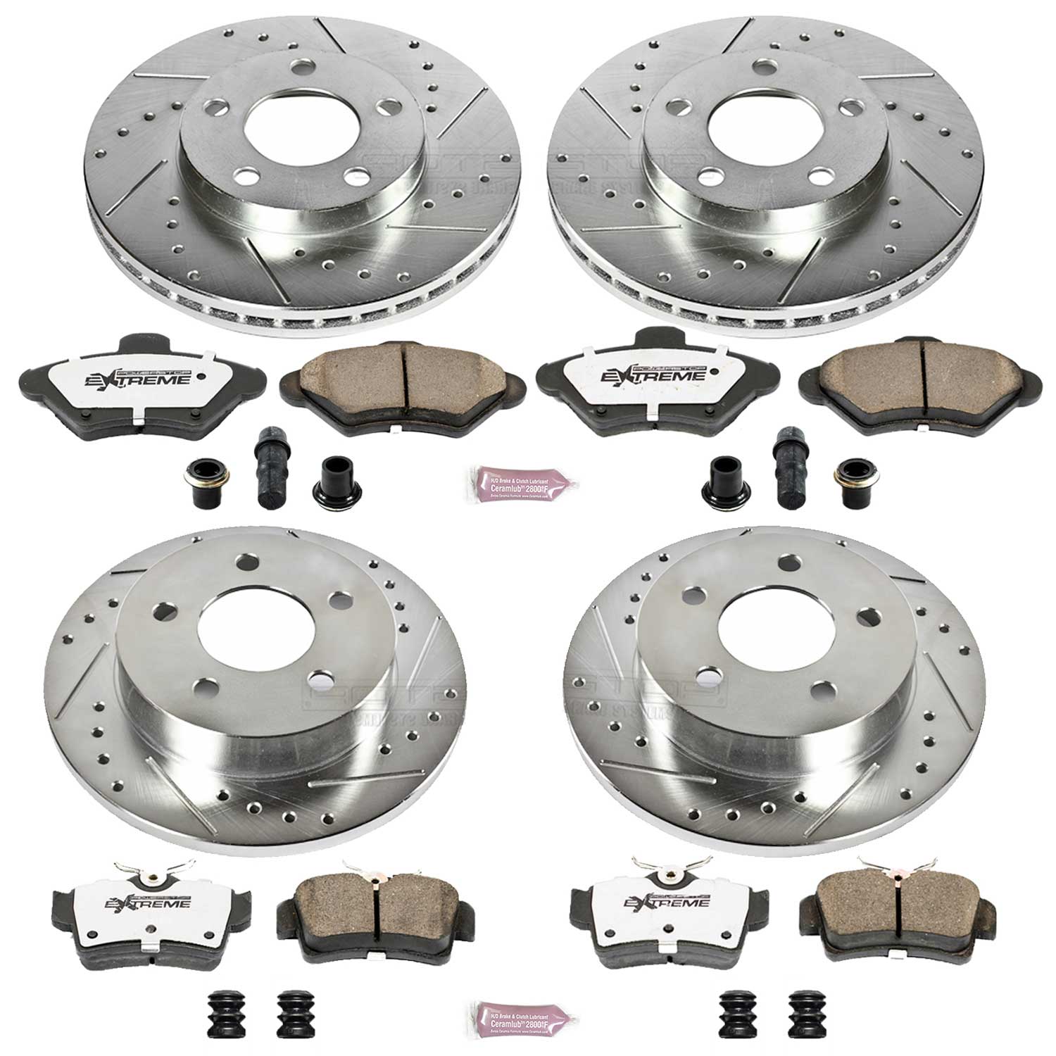 Power Stop K1300-26 Z26 Extreme Street Warrior 1-Click Brake Kit (Front And Rear) for 1994-1998 Ford Mustang product image
