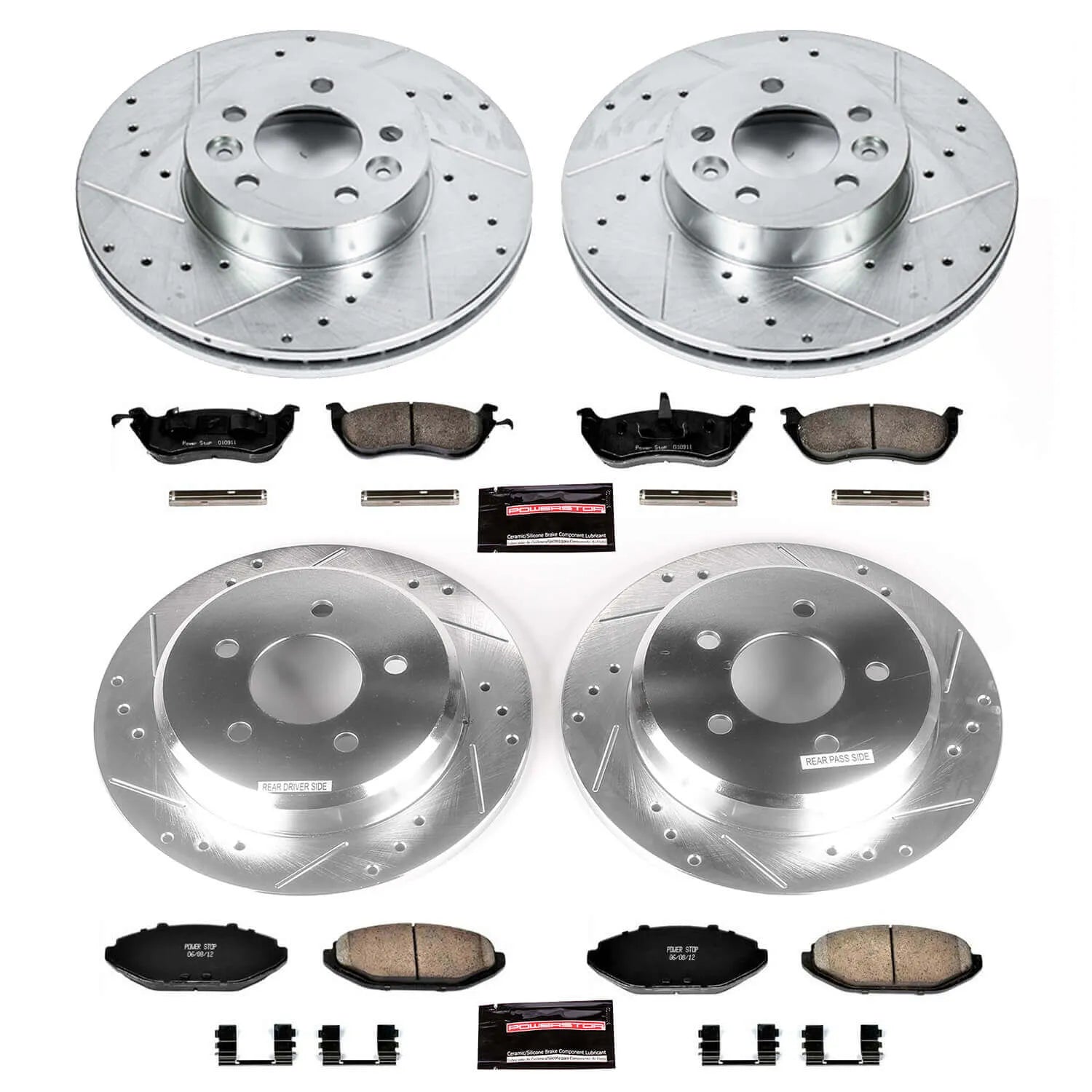 Power Stop K1336 - Z23 Evolution Sport Performance 1-Click Brake Kit With Hardware (Front And Rear)