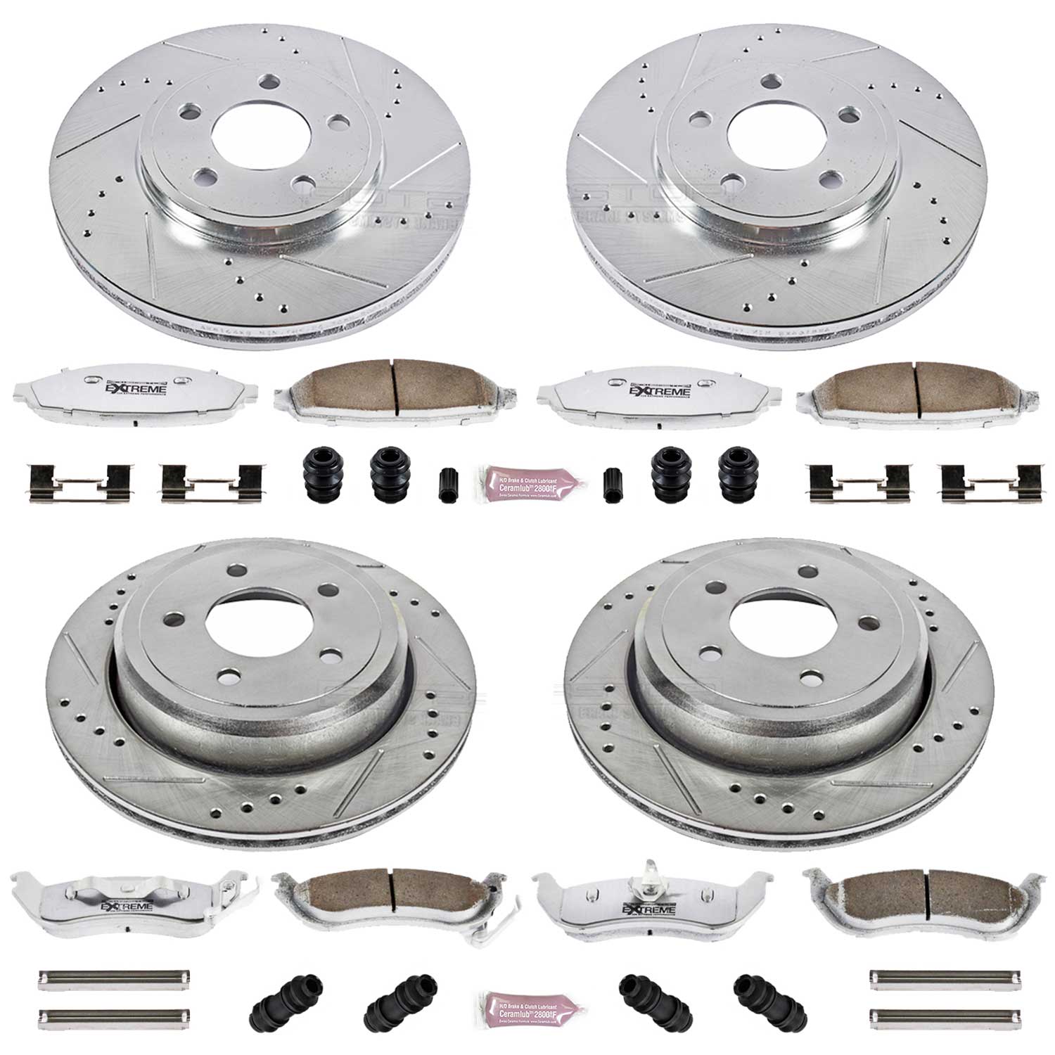 Power Stop K1365-26 Z26 Extreme Street Warrior 1-Click Brake Kit (Front And Rear) for 2003-2011 Ford Crown Victoria product image