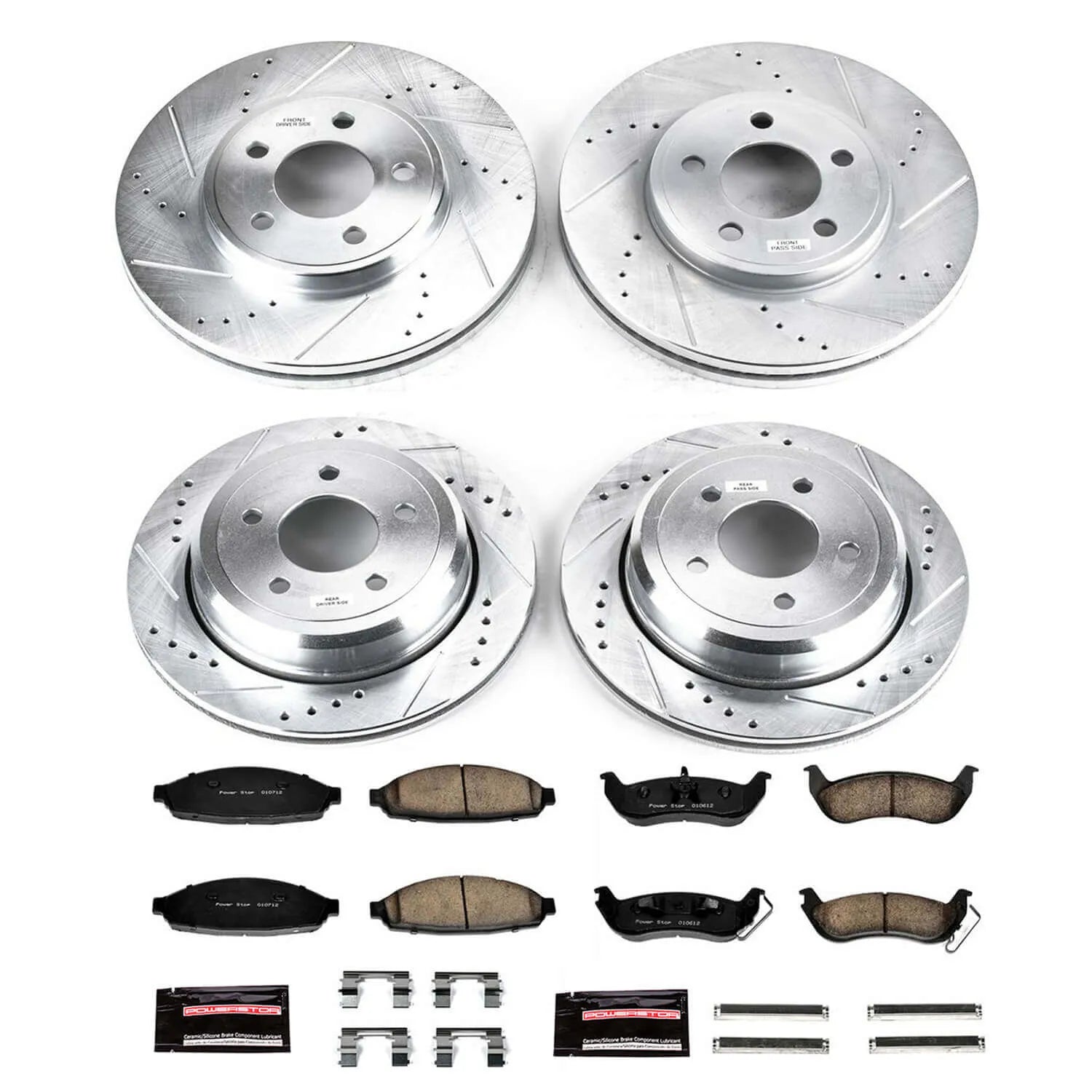 Power Stop K1365 - Z23 Evolution Sport Performance 1-Click Brake Kit With Hardware (Front And Rear)