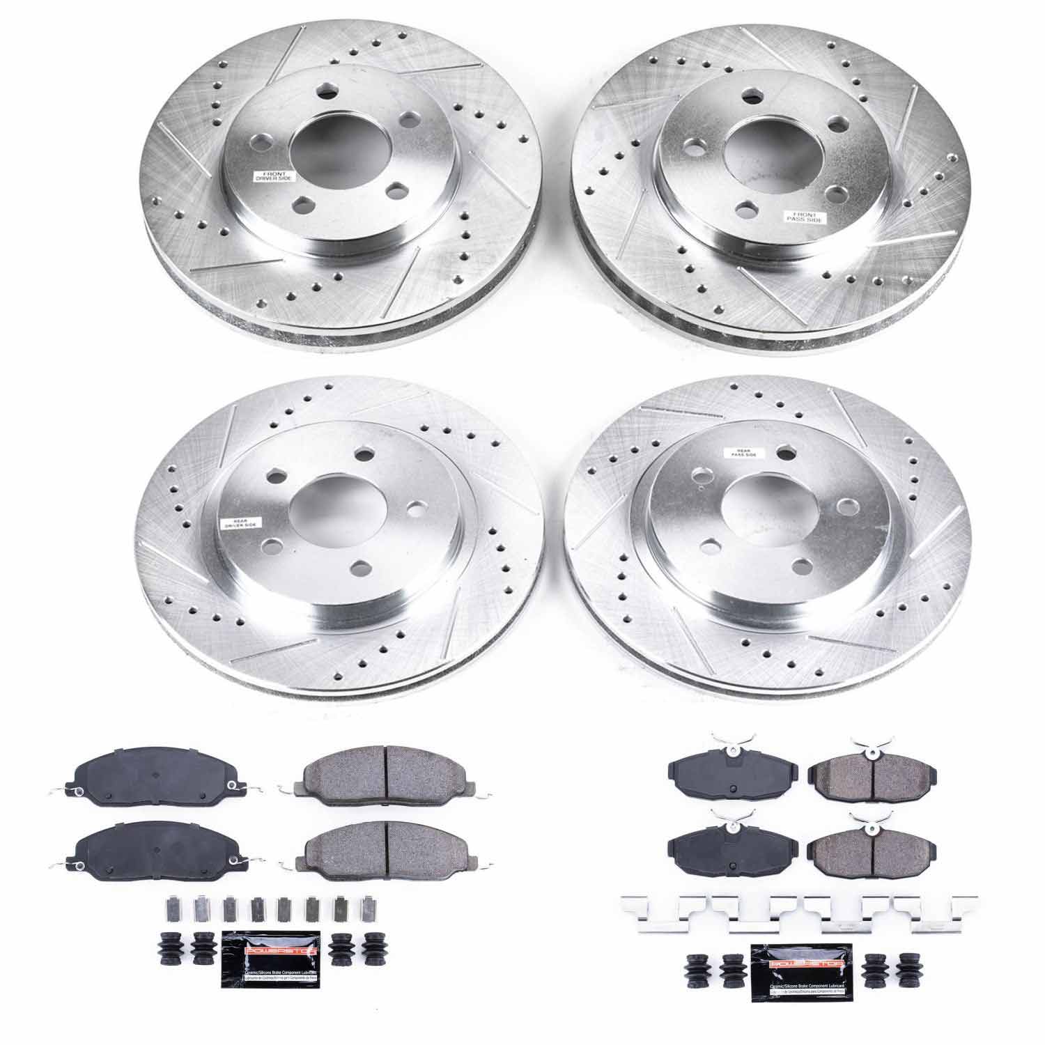 Power Stop K1383 - Z23 Evolution Sport Performance 1-Click Brake Kit With Hardware (Front And Rear)