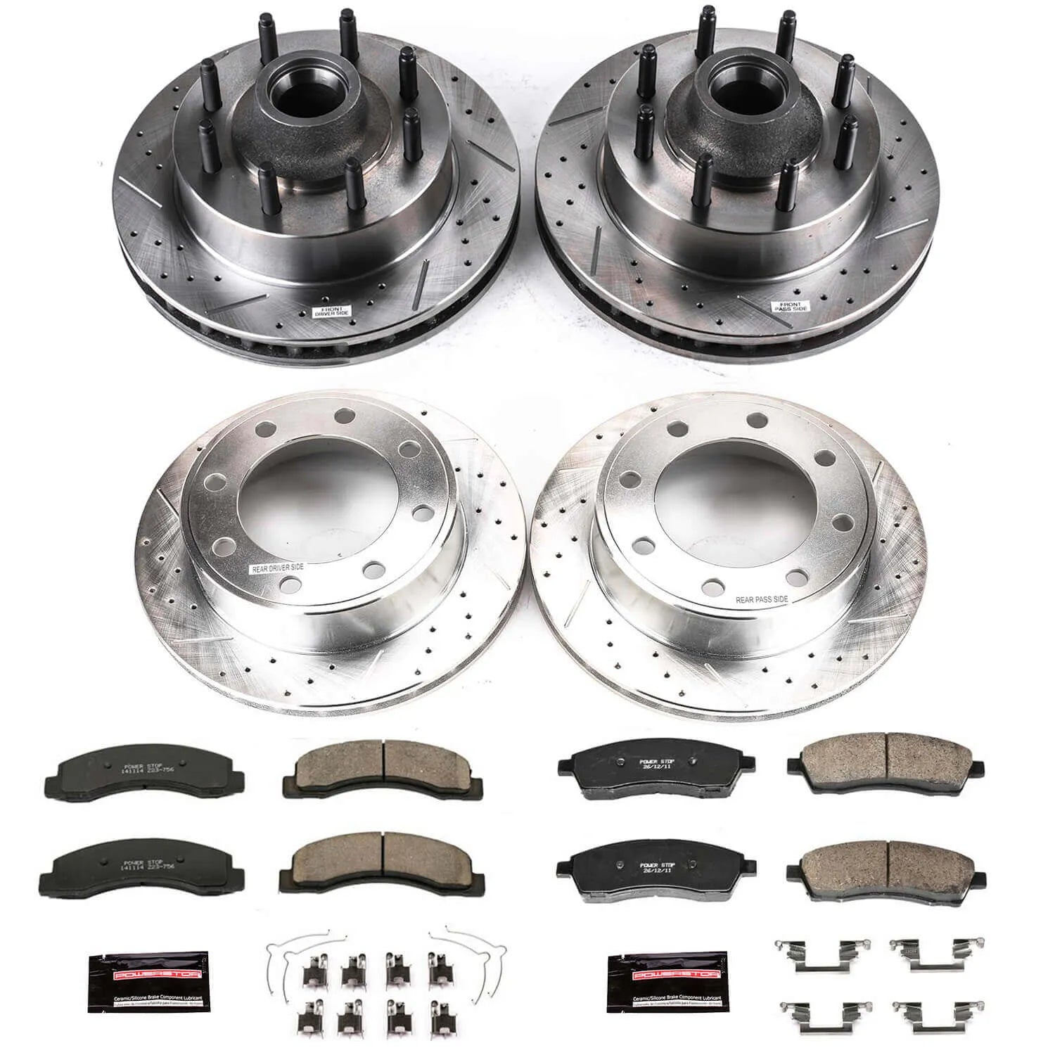 Power Stop K1393 - Z23 Evolution Sport Performance 1-Click Brake Kit With Hardware (Front And Rear)