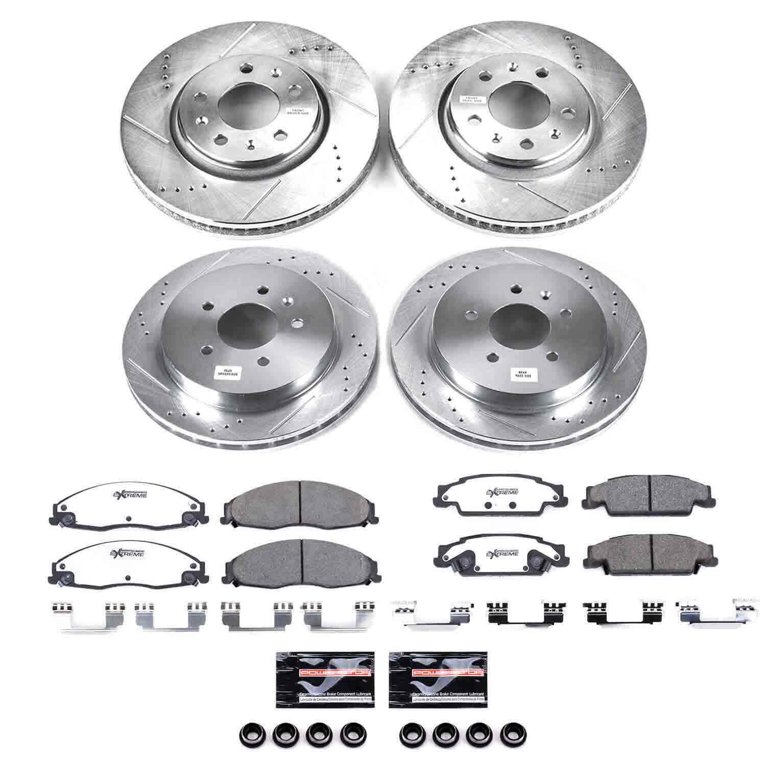 Power Stop K1424-26 Z26 Extreme Street Warrior 1-Click Brake Kit (Front And Rear) for 2005-2008 Cadillac Sts product image