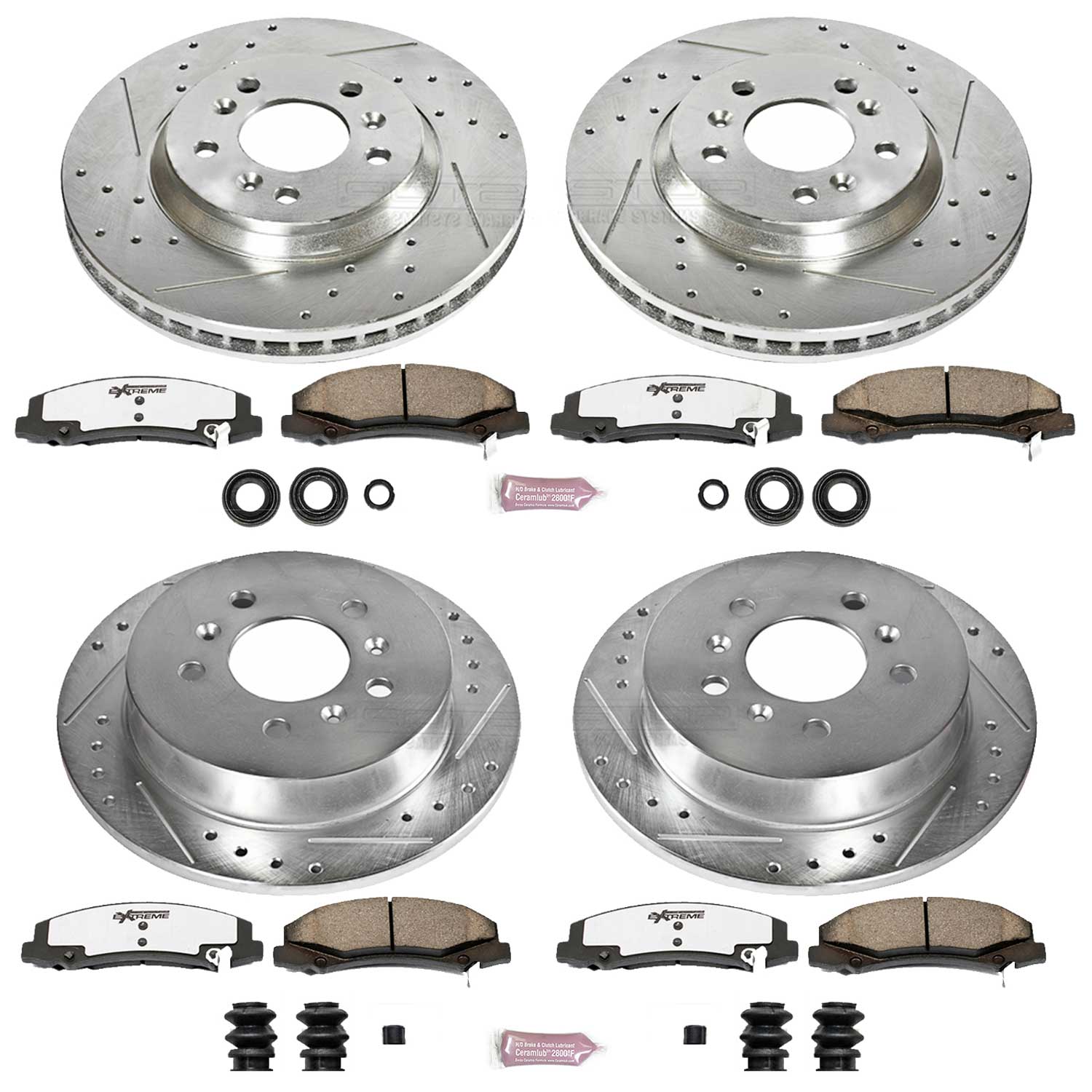 Power Stop K1438-26 Z26 Extreme Street Warrior 1-Click Brake Kit (Front And Rear) for 2006-2010 Chevrolet Impala product image