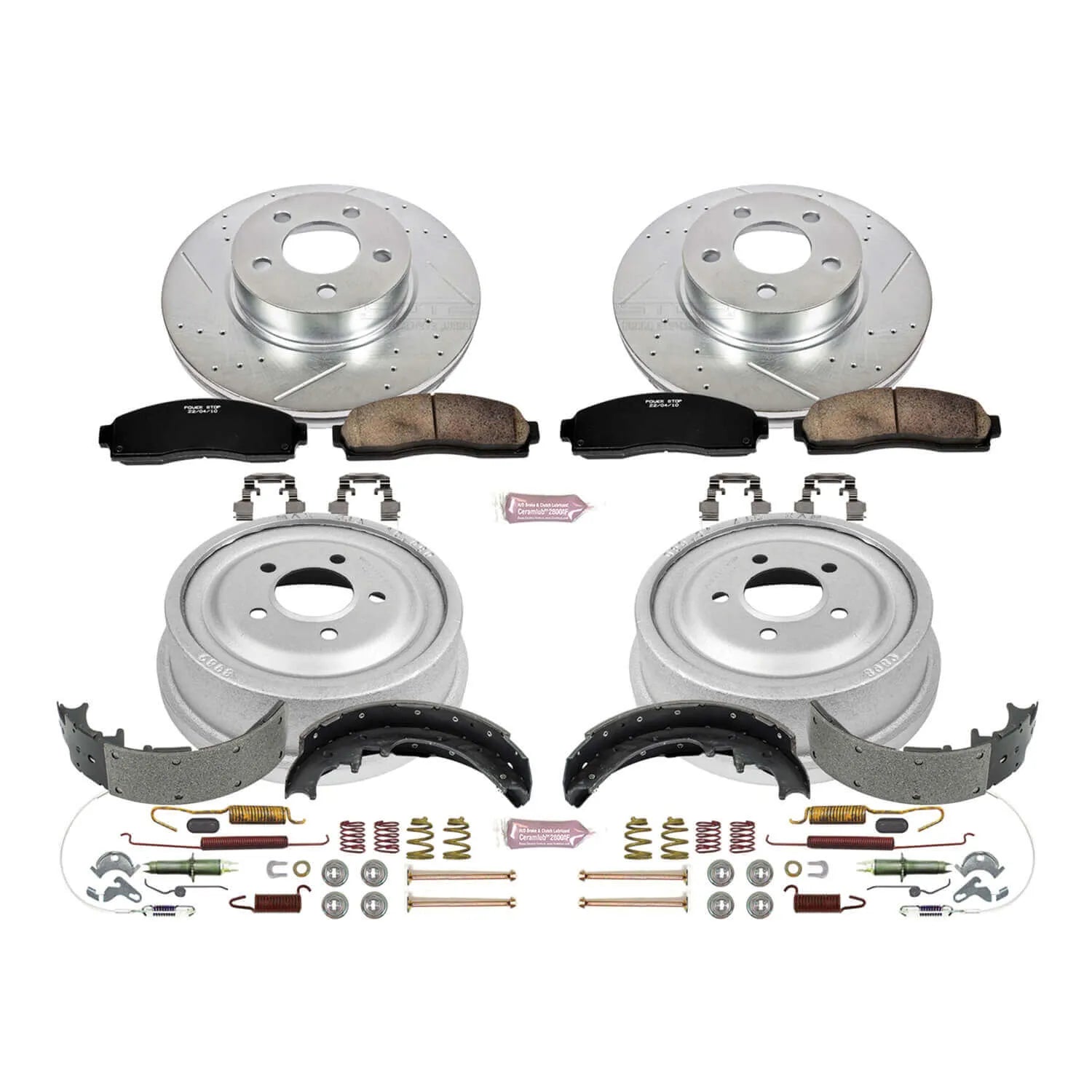 Power Stop K15005DK - Z23 1-Click Performance Drilled And Slotted Rotor Front And Rear Brake Kit