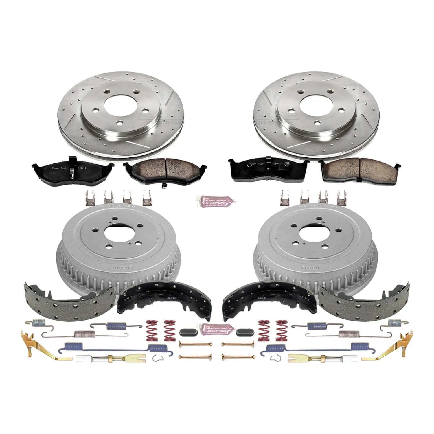 Power Stop K15011DK - Z23 1-Click Performance Drilled And Slotted Rotor Front And Rear Brake Kit