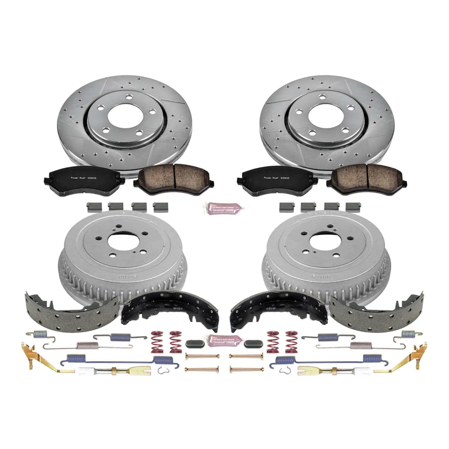 Power Stop K15013DK - Z23 1-Click Performance Drilled And Slotted Rotor Front And Rear Brake Kit