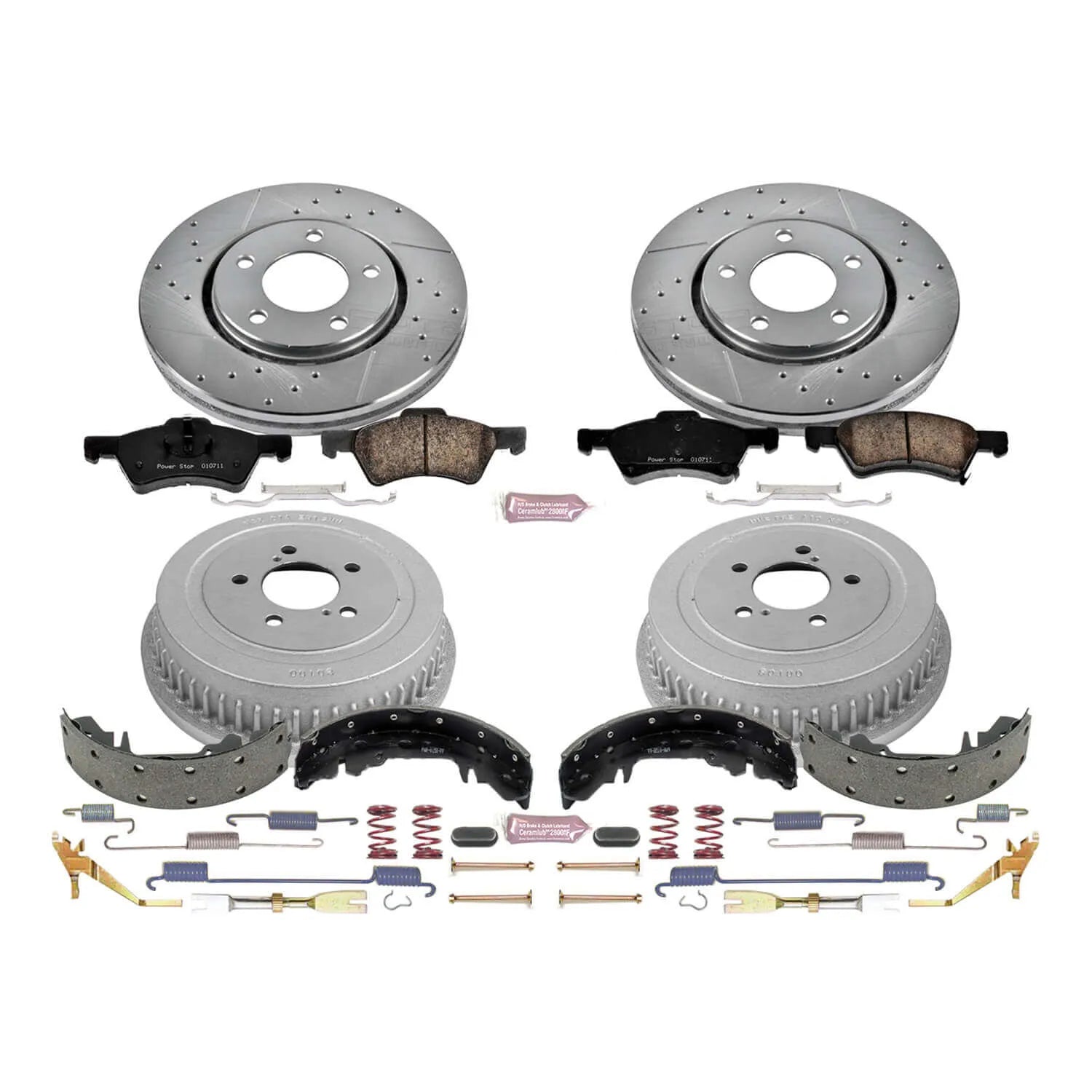Power Stop K15014DK - Z23 1-Click Performance Drilled And Slotted Rotor Front And Rear Brake Kit