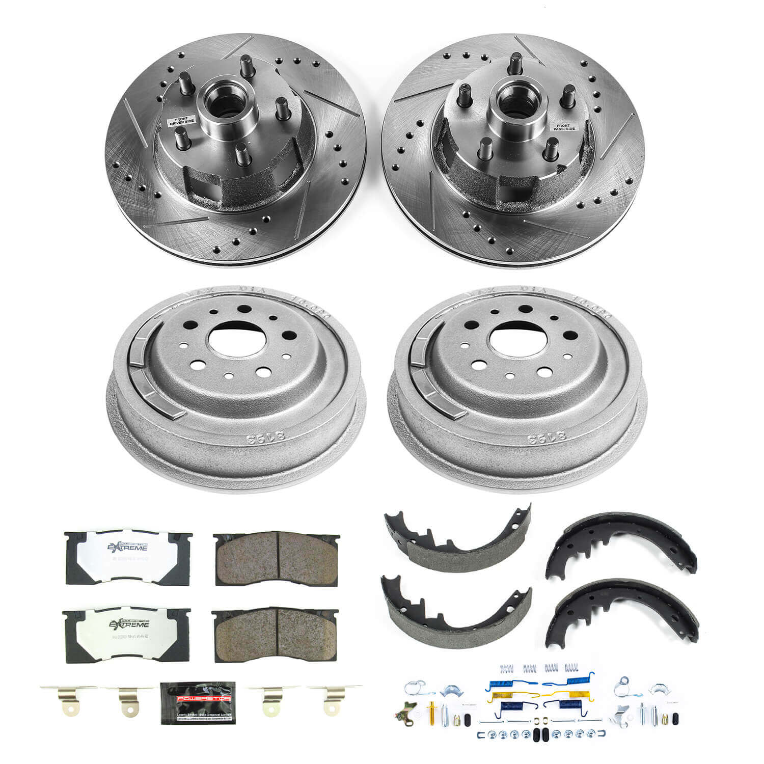 Power Stop K15015DK-26 Front And Rear Z26 Street Warrior 1-Click Pad And Rotor Kit With Drums And Shoes for 1967 Ford Fairlane Base product image