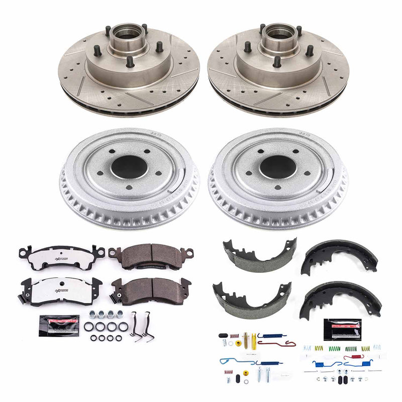 Power Stop K15020DK-26 Z26 Street Warrior 1-Click Front And Rear Pad And Rotor Kit With Drum And Brake Shoes for 1985 Buick Electra Rear Wheel Drive product image