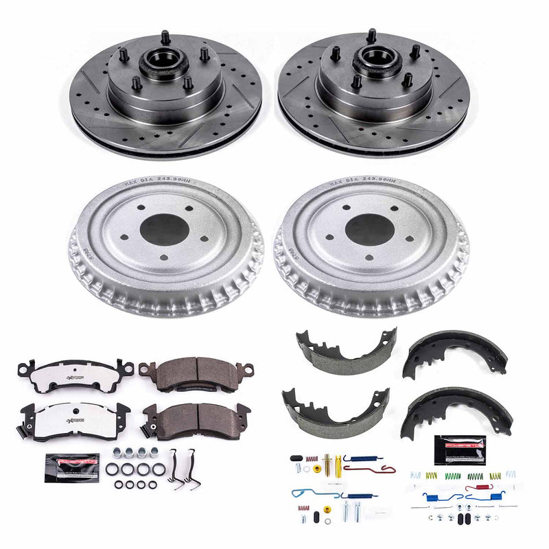 Power Stop K15022DK-26 Z26 Street Warrior 1-Click Front And Rear Pad And Rotor Kit With Drum And Brake Shoes for 1973-1974 Buick Apollo product image