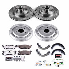 Power Stop K15028DK-26 Z26 Street Warrior 1-Click Front And Rear Pad And Rotor Kit With Drum And Brake Shoes for 1971 Chevrolet G10 Van product image