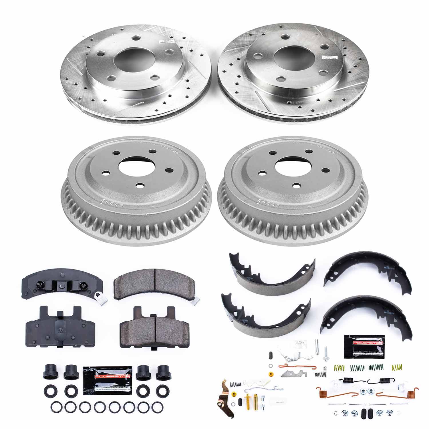 Power Stop K15033DK - Z23 1-Click Performance Drilled And Slotted Rotor Front And Rear Brake Kit