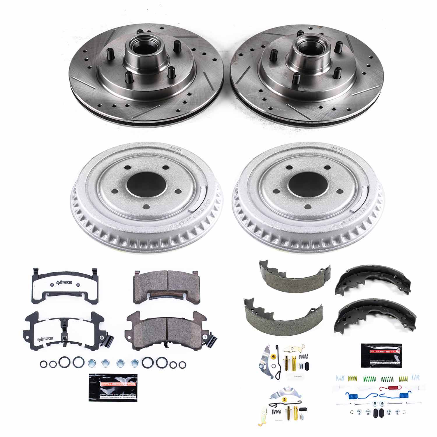 Power Stop K15041DK-26 Z26 Street Warrior 1-Click Front And Rear Pad And Rotor Kit With Drum And Brake Shoes for 1979-1981 Buick Century product image