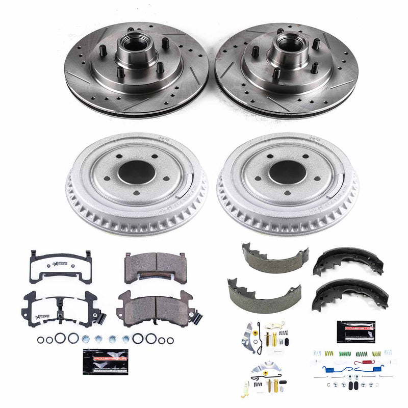 Power Stop K15041DK-26 Z26 Street Warrior 1-Click Front And Rear Pad And Rotor Kit With Drum And Brake Shoes for 1979-1981 Buick Century product image