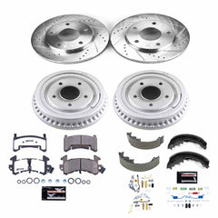 Power Stop K15045DK-26 Z26 Street Warrior 1-Click Front And Rear Pad And Rotor Kit With Drum And Brake Shoes for 1979-1985 Buick Riviera Rear Drum product image