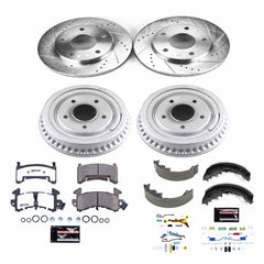 Power Stop K15050DK-26 Z26 Street Warrior 1-Click Front And Rear Pad And Rotor Kit With Drum And Brake Shoes for 1983-1990 Chevrolet S10 4 Wheel Drive product image