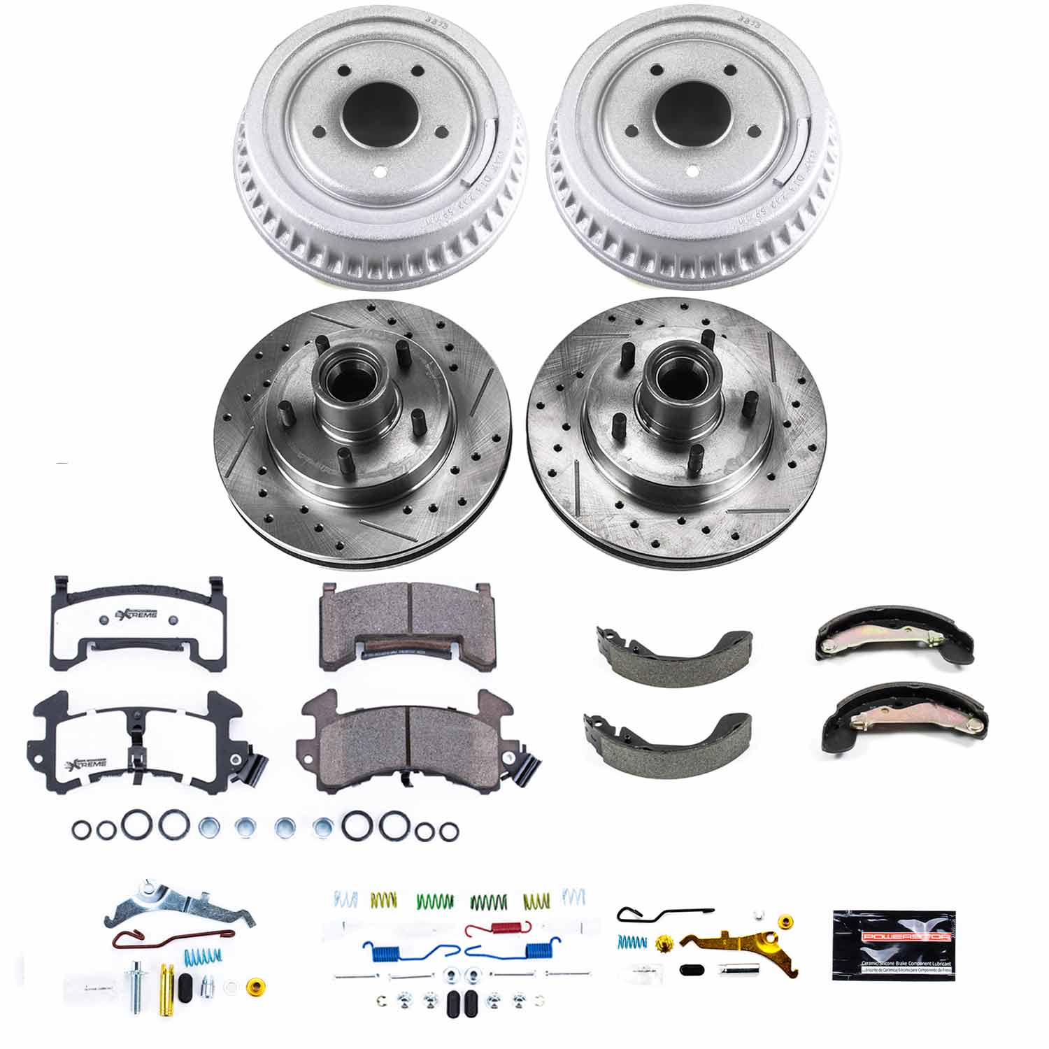 Power Stop K15051DK-26 Z26 Street Warrior 1-Click Front And Rear Pad And Rotor Kit With Drum And Brake Shoes for 1991 Chevrolet S10 Blazer Rear Wheel Drive 4-WHEEL ABS product image