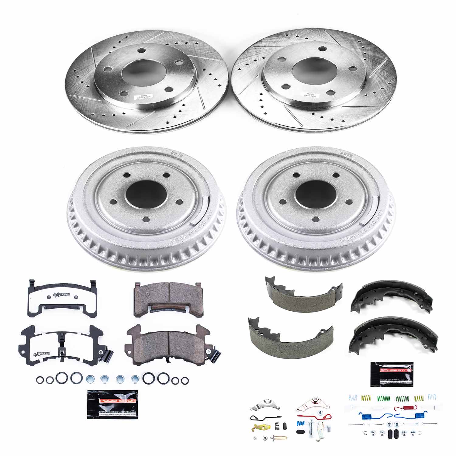 Power Stop K15052DK-26 Z26 Street Warrior 1-Click Front And Rear Pad And Rotor Kit With Drum And Brake Shoes for 1984 GMC S15 4 Wheel Drive product image