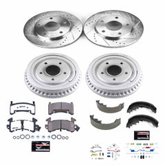 Power Stop K15052DK-26 Z26 Street Warrior 1-Click Front And Rear Pad And Rotor Kit With Drum And Brake Shoes for 1984 GMC S15 4 Wheel Drive product image