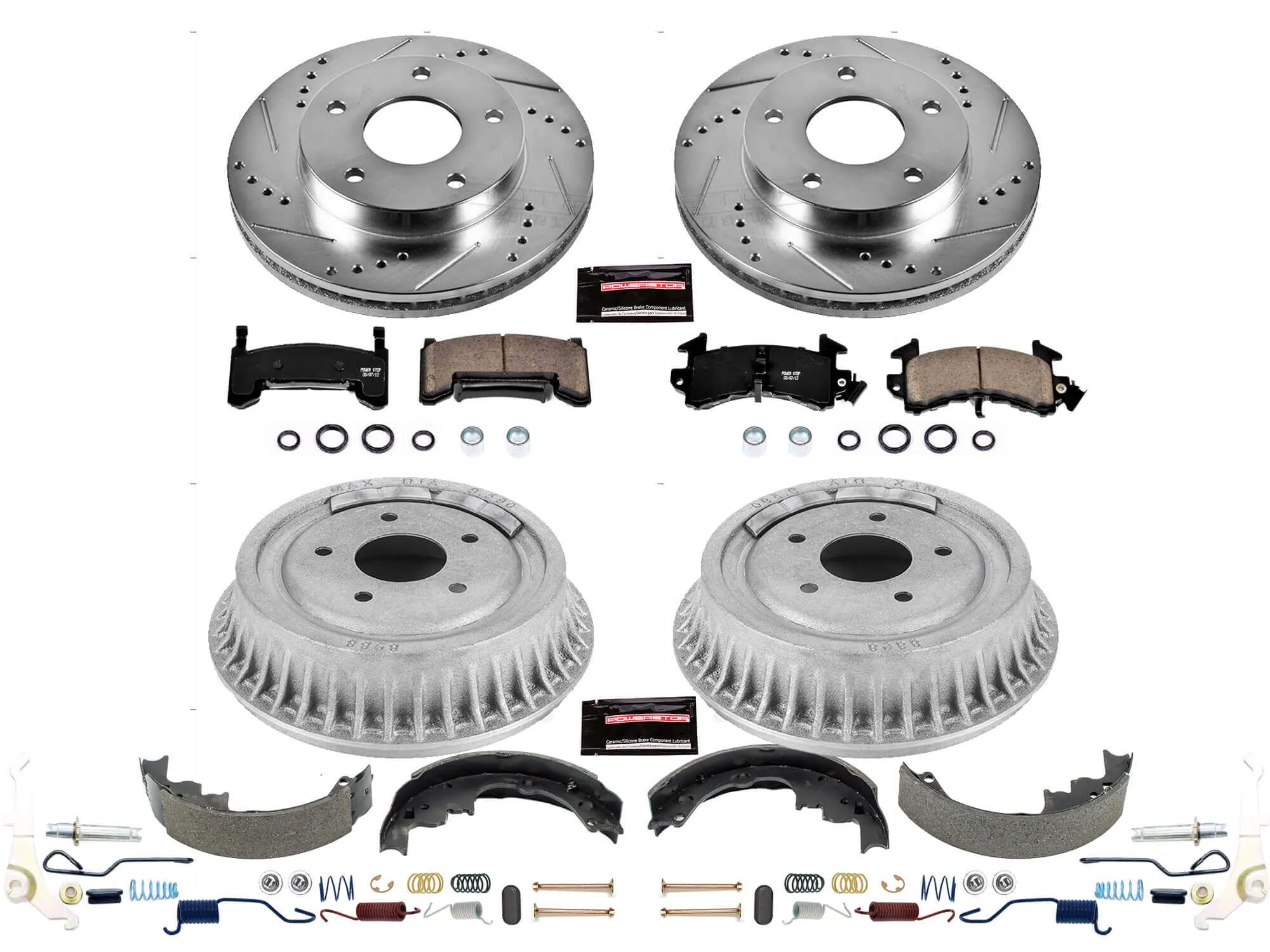 Power Stop K15053DK - Z23 1-Click Performance Drilled And Slotted Rotor Front And Rear Brake Kit
