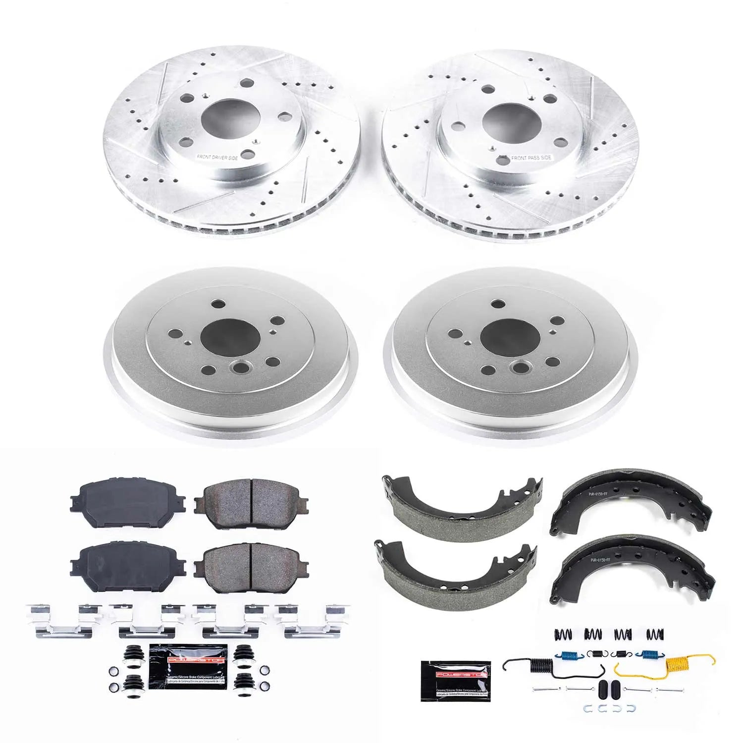 Power Stop K15061DK - Z23 1-Click Performance Drilled And Slotted Rotor Front And Rear Brake Kit