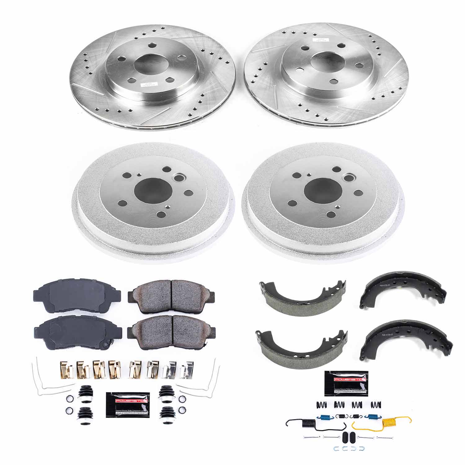 Power Stop K15062DK - Z23 1-Click Performance Drilled And Slotted Rotor Front And Rear Brake Kit