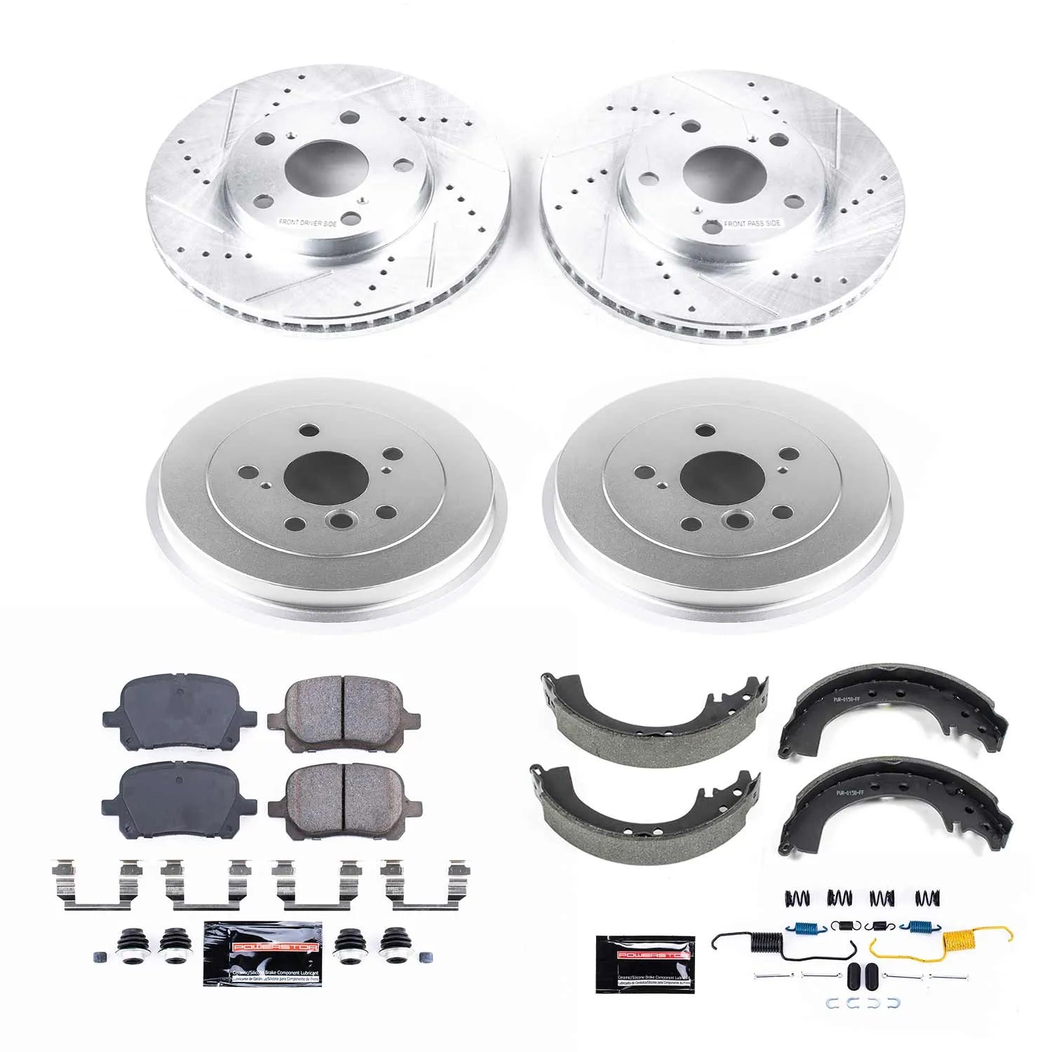 Power Stop K15065DK - Z23 1-Click Performance Drilled And Slotted Rotor Front And Rear Brake Kit