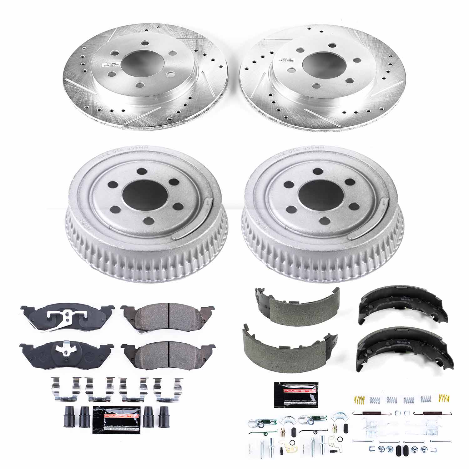 Power Stop K15070DK - Z23 1-Click Performance Drilled And Slotted Rotor Front And Rear Brake Kit