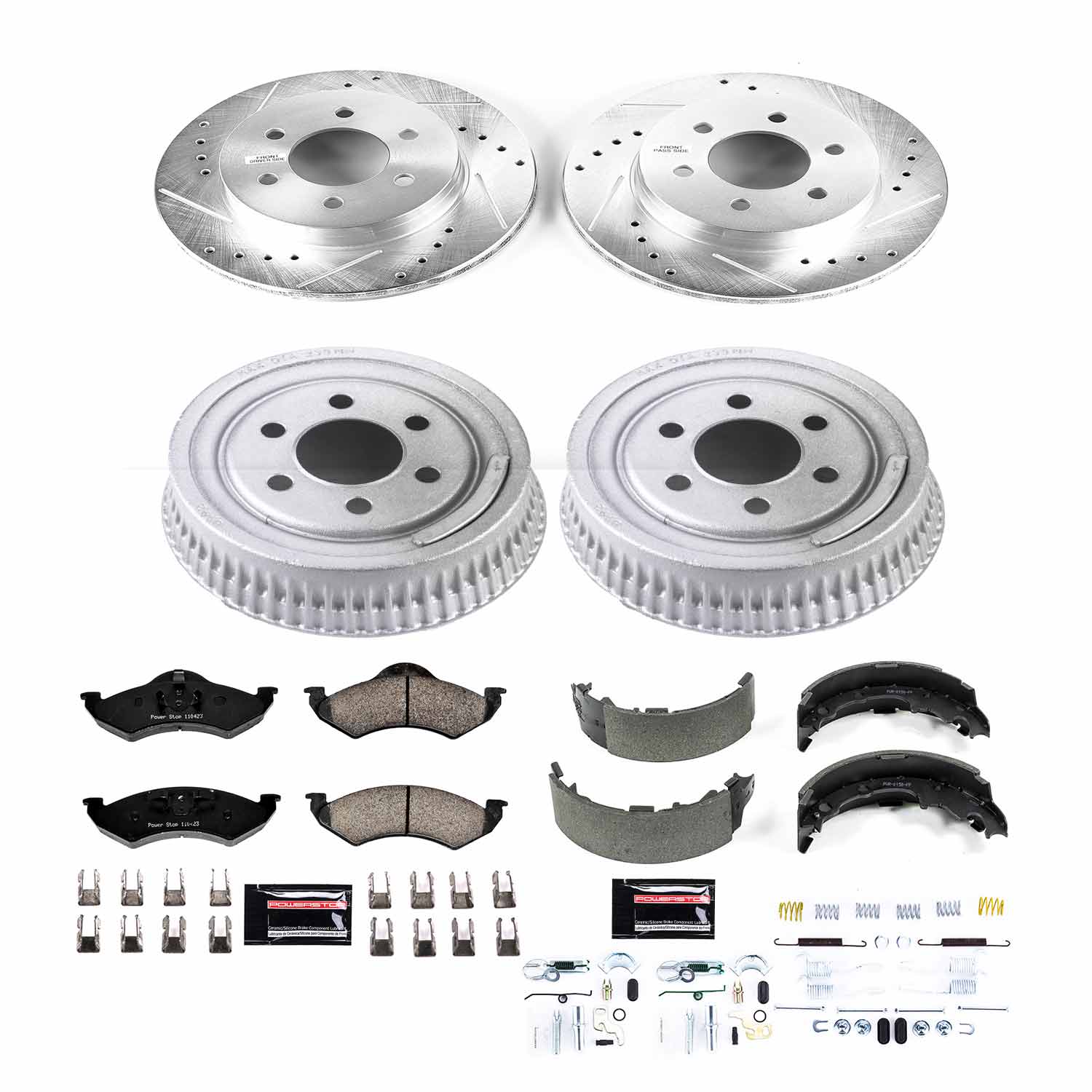 Power Stop K15072DK - Z23 1-Click Performance Drilled And Slotted Rotor Front And Rear Brake Kit