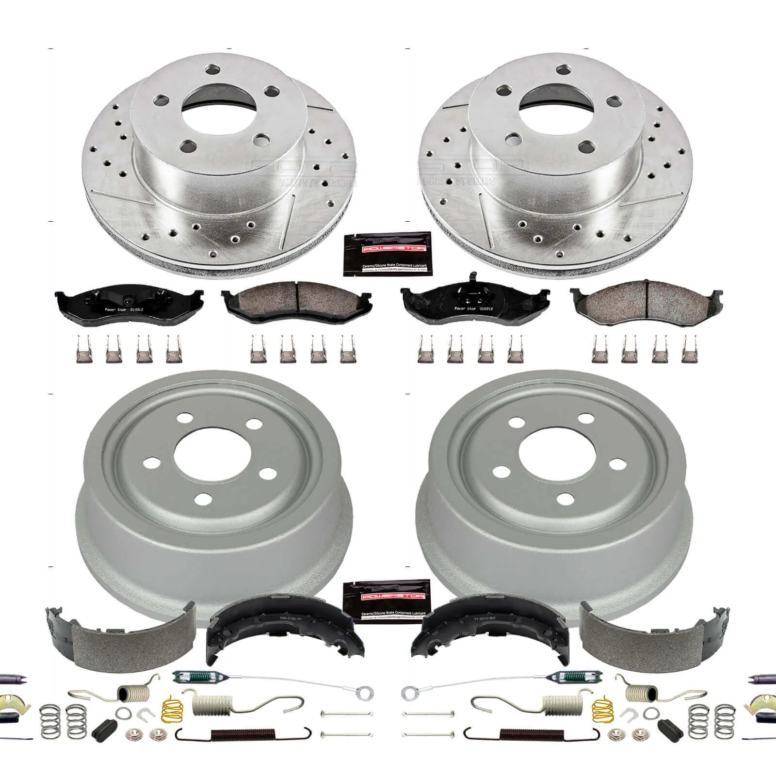 Power Stop K15073DK - Z23 1-Click Performance Drilled And Slotted Rotor Front And Rear Brake Kit